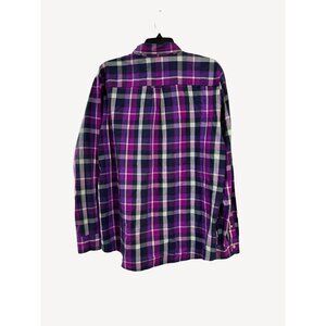 Men's Chaps Purple Plaid Long Sleeve, Button Down - XL